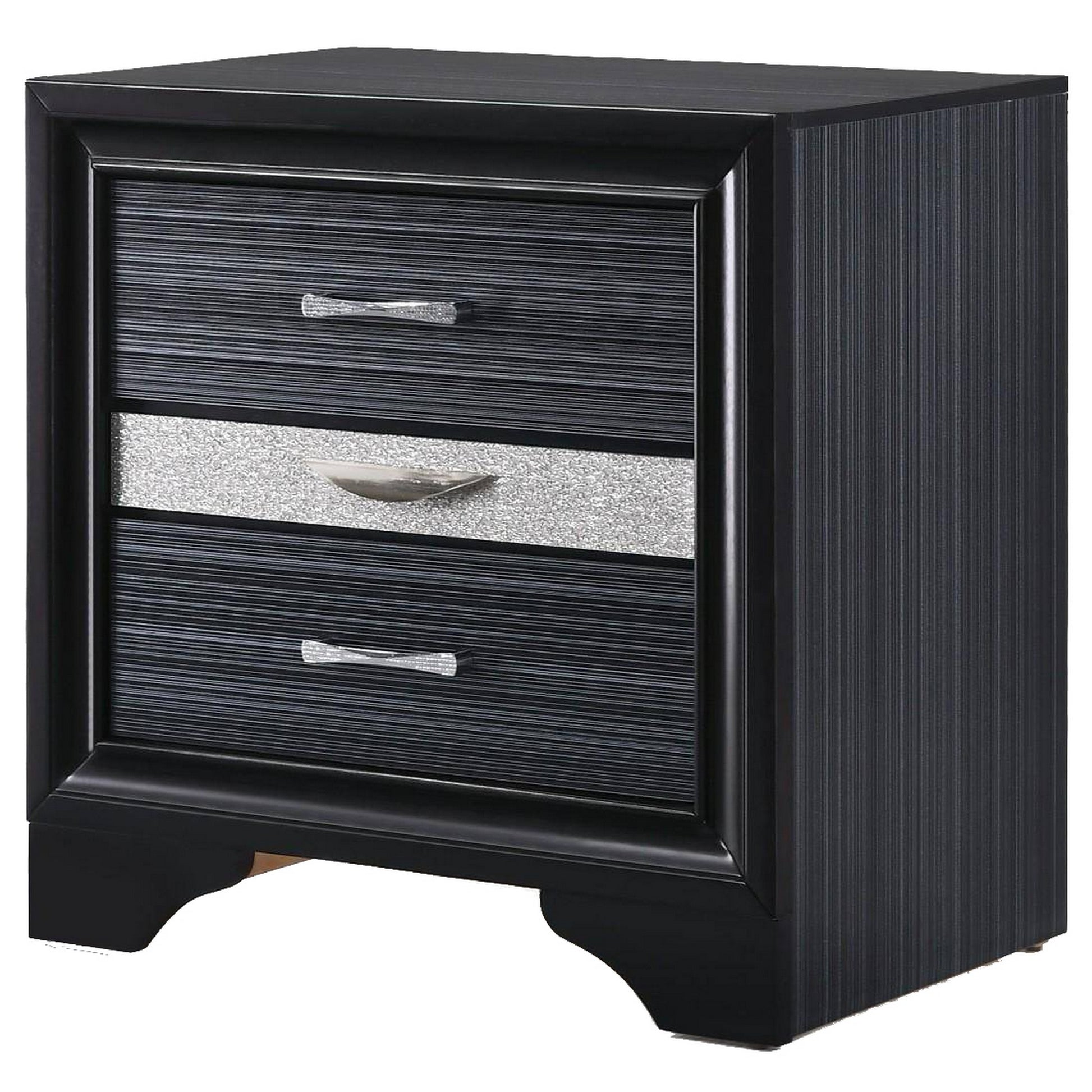 2 Drawer Wooden Nightstand With Felt Lined Jewelry Tray, Black By Benzara | Nightstands |  Modishstore 