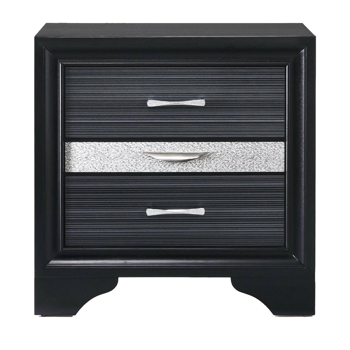 2 Drawer Wooden Nightstand With Felt Lined Jewelry Tray, Black By Benzara | Nightstands |  Modishstore  - 4