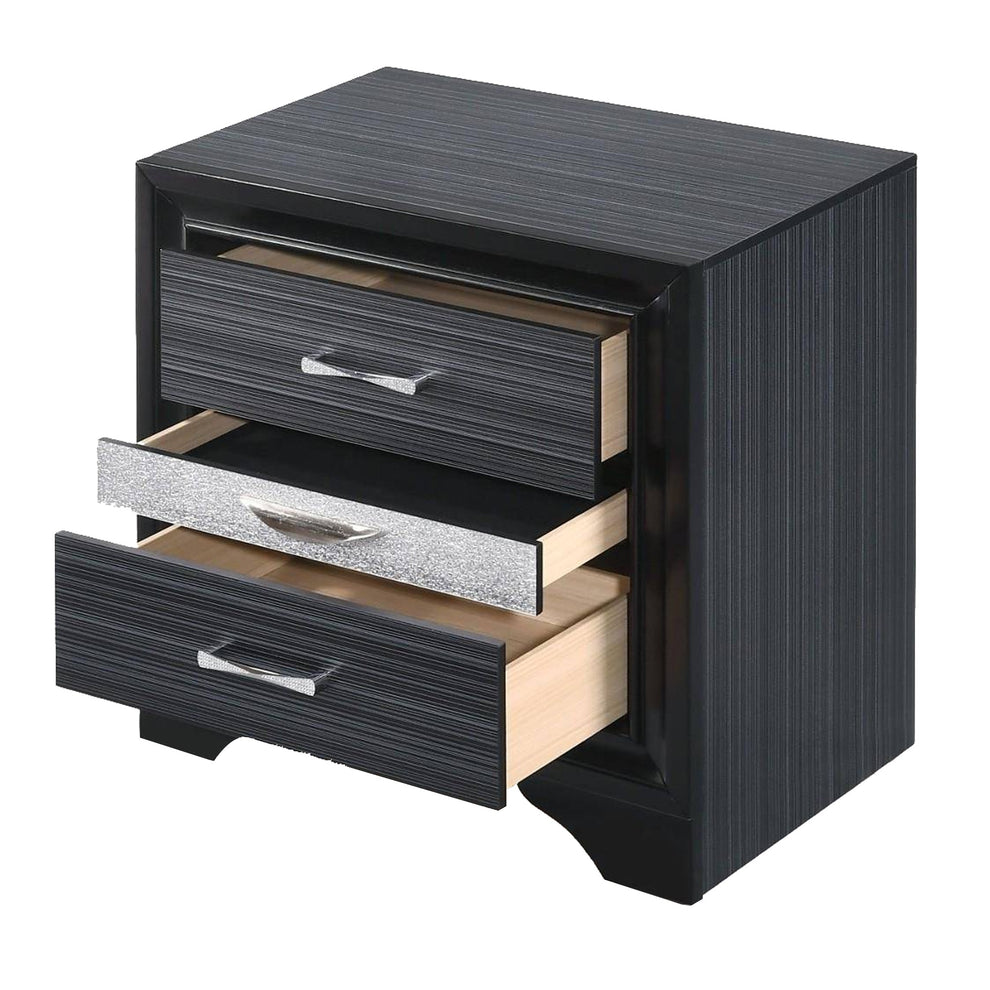2 Drawer Wooden Nightstand With Felt Lined Jewelry Tray, Black By Benzara | Nightstands |  Modishstore  - 2