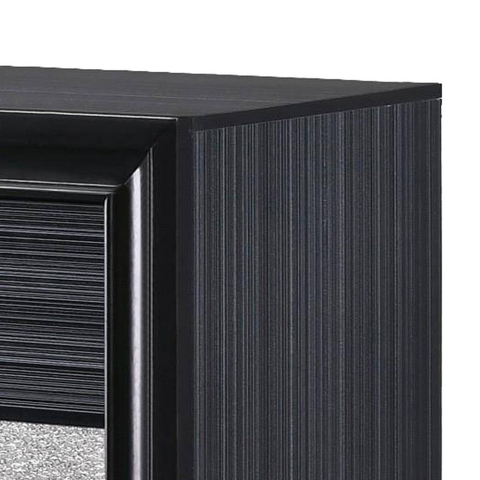 2 Drawer Wooden Nightstand With Felt Lined Jewelry Tray, Black By Benzara | Nightstands |  Modishstore  - 5