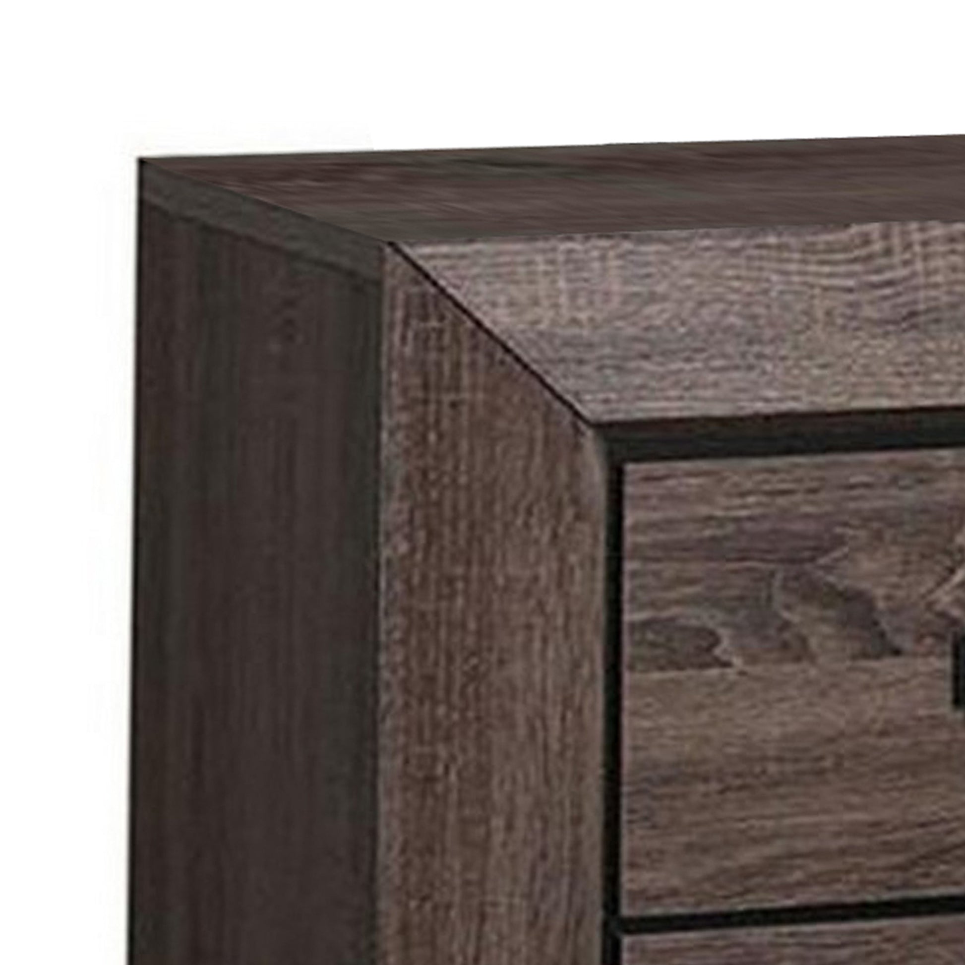 Two Drawer Nightstand With Scalloped Feet In Weathered Gray Grain Finish By Benzara | Nightstands |  Modishstore  - 2