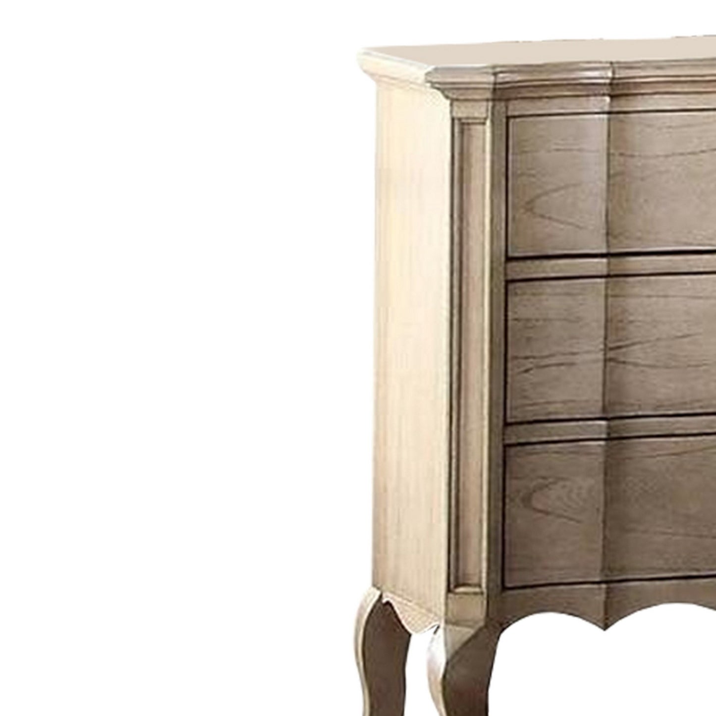 3 Drawer Nightstand With Cabriole Legs, Taupe Brown By Benzara | Nightstands |  Modishstore  - 6