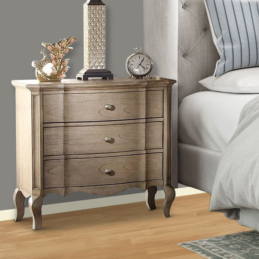 3 Drawer Nightstand With Cabriole Legs, Taupe Brown By Benzara | Nightstands |  Modishstore 