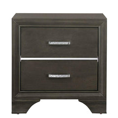Wooden Two Drawer Nightstand With Bracket Legs, Gray By Benzara