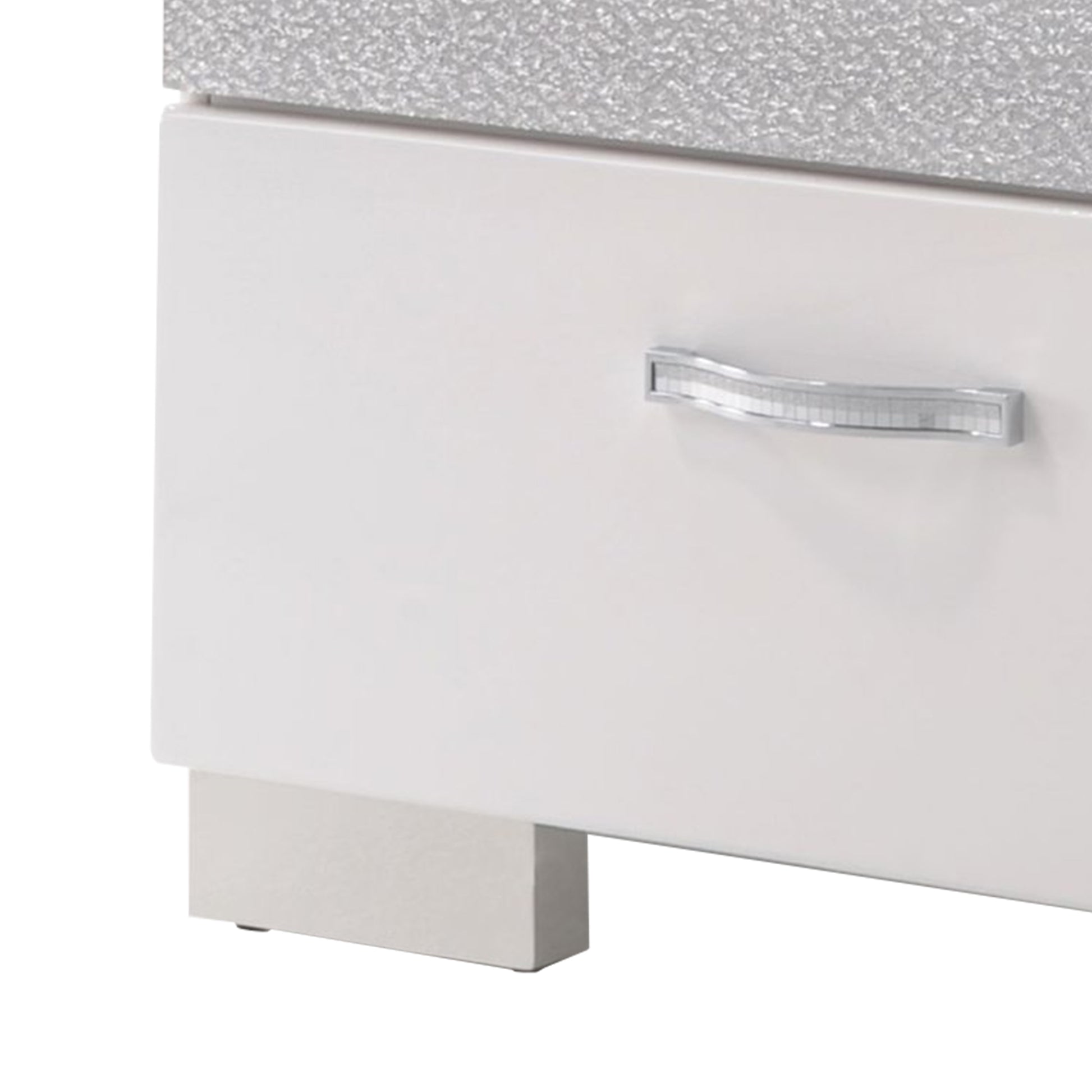 Nightstand With Three Center Metal Glide Drawers In White Gloss Finish By Benzara | Nightstands |  Modishstore  - 5