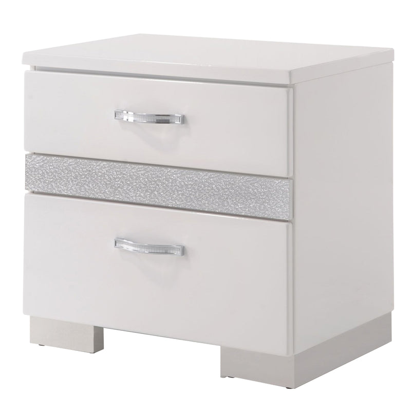 Nightstand With Three Center Metal Glide Drawers In White Gloss Finish By Benzara | Nightstands |  Modishstore 