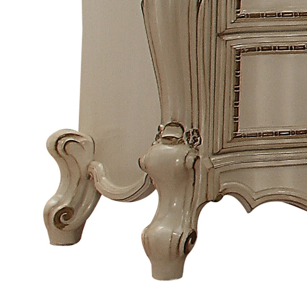 Two Drawer Nightstand With Cabriole Legs, Antique Pearl & Cherry Oak By Benzara | Nightstands |  Modishstore  - 5