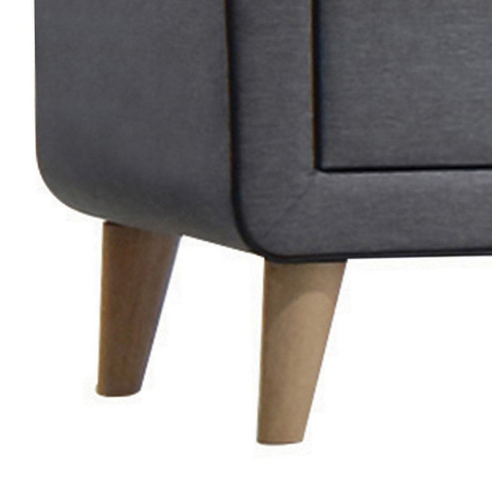 Transitional Style Wood And Fabric Upholstery Nightstand With 2 Drawers, Gray By Benzara | Nightstands |  Modishstore  - 5