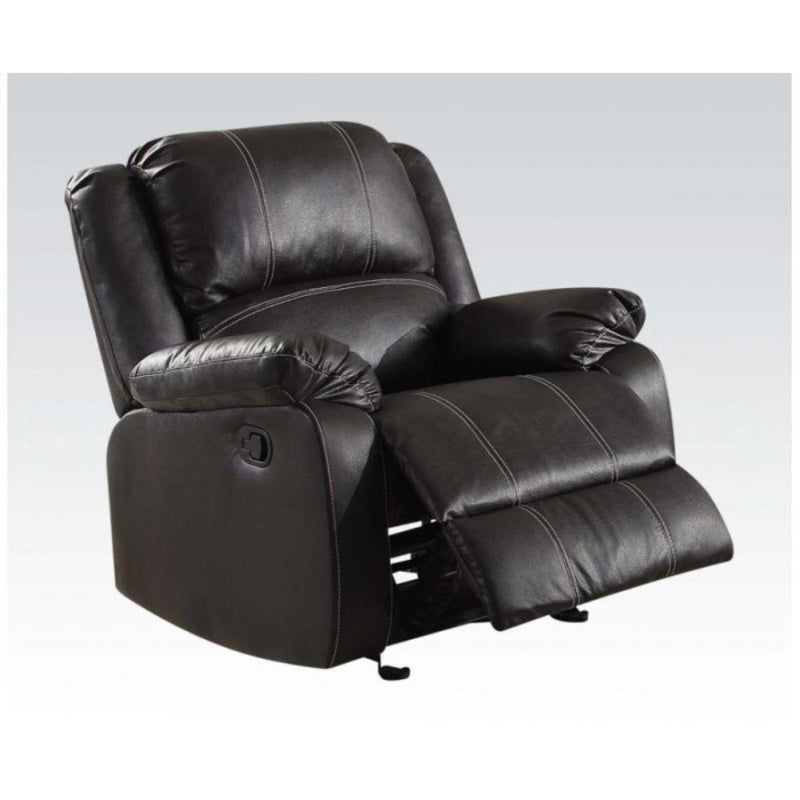 Metal And Leatherette Rocker Recliner With Cushioned Armrests, Black By Benzara | Lounge Chairs |  Modishstore 
