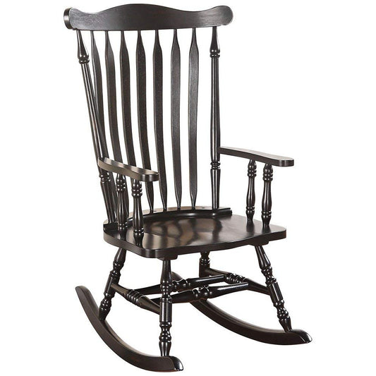 Traditional Style Wooden Rocking Chair With Contoured Seat, Black By Benzara | Rocking Chairs |  Modishstore 