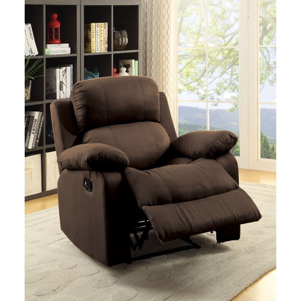 Fabric Split Back Recliner With Pillow Top Arms, Dark Brown By Benzara | Lounge Chairs |  Modishstore 