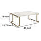Faux Marble Top Coffee Table With Metal Base, White And Gold By Benzara | Coffee Tables |  Modishstore  - 2