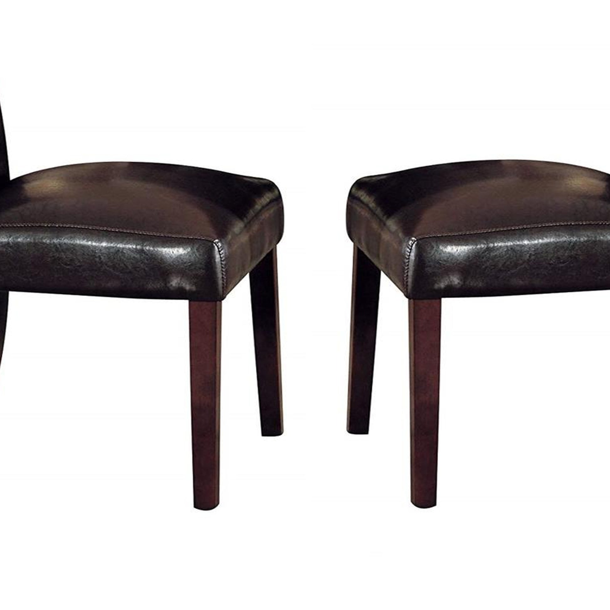 Button Tufted Polyurethane Upholstered Wooden Side Chair, Set Of Two, Brown By Benzara | Accent Chairs |  Modishstore  - 5