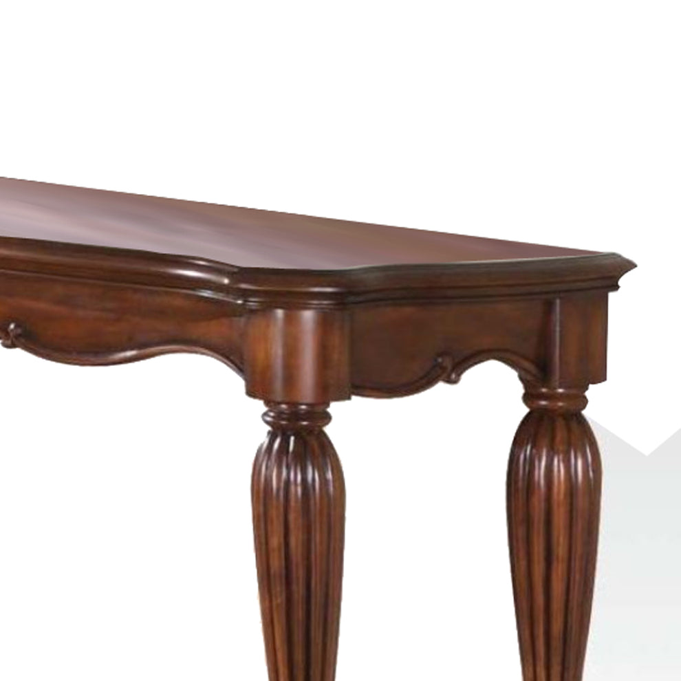 Wooden Sofa Table With Carved Details, Cherry Brown By Benzara | Lounge Chairs |  Modishstore  - 2