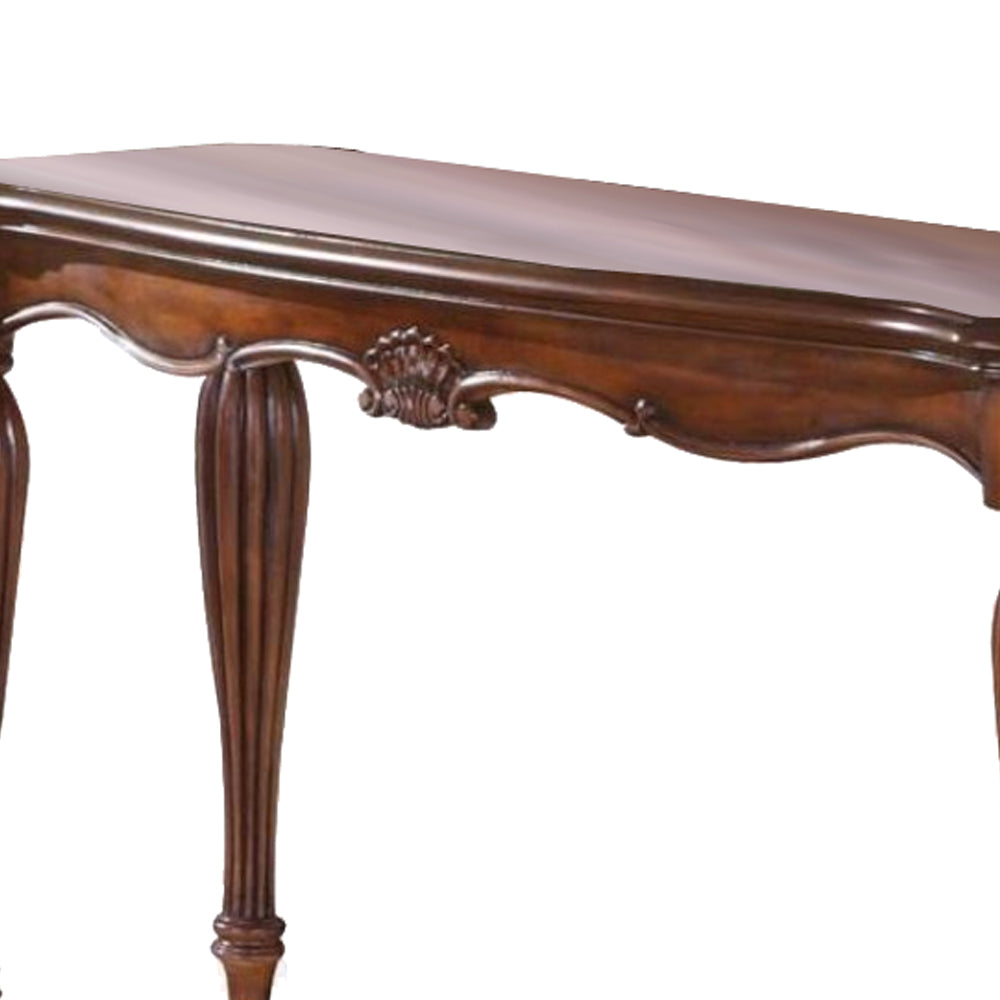 Wooden Sofa Table With Carved Details, Cherry Brown By Benzara | Lounge Chairs |  Modishstore  - 4