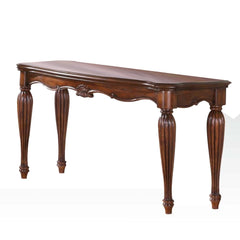 Wooden Sofa Table With Carved Details, Cherry Brown By Benzara