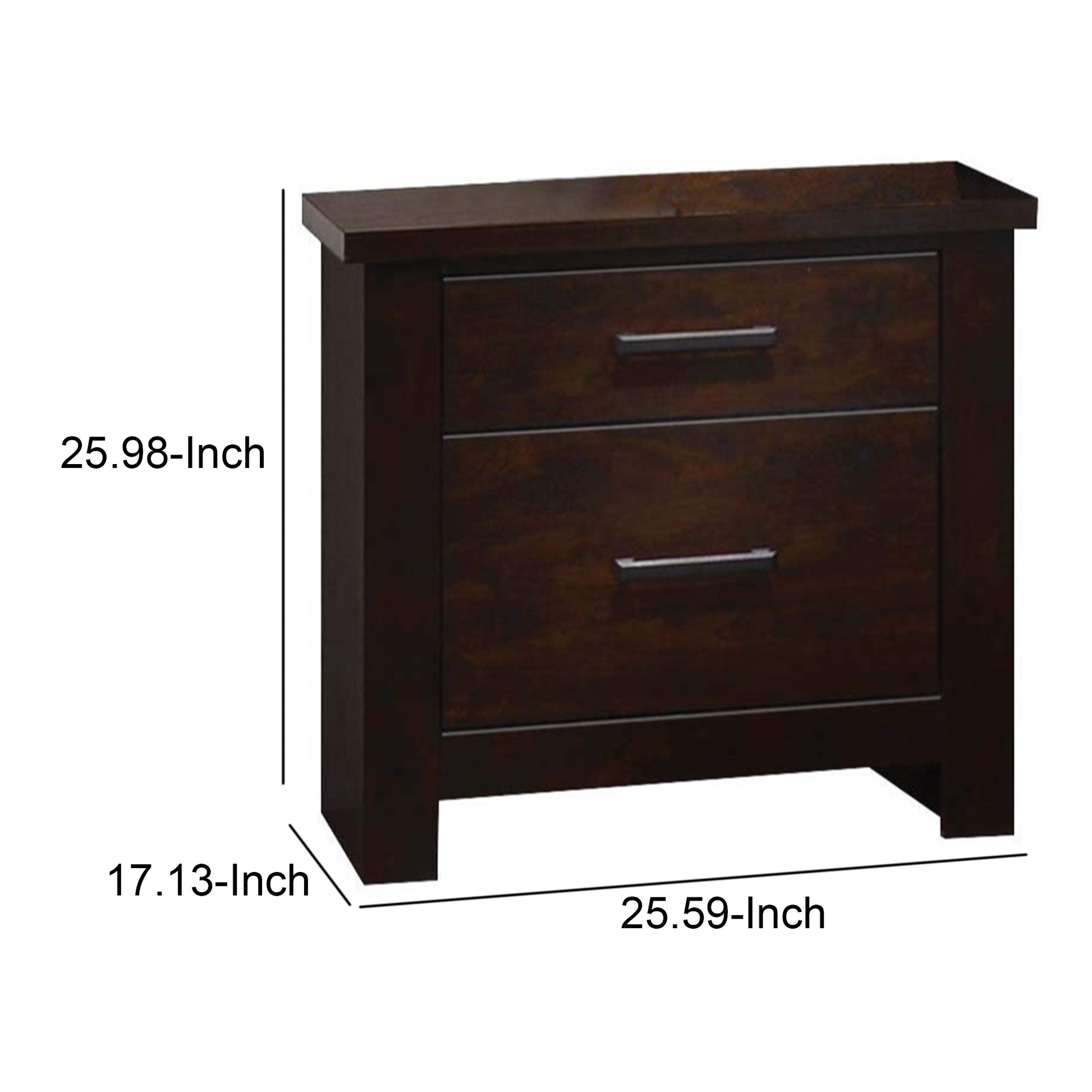 Wooden Nightstand With Two Drawers, Mahogany Brown By Benzara | Nightstands |  Modishstore  - 4