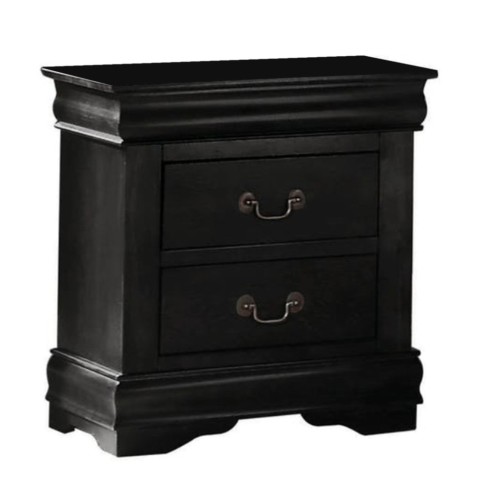 Wooden Nightstand With Two Drawers, Black By Benzara | Nightstands |  Modishstore  - 2