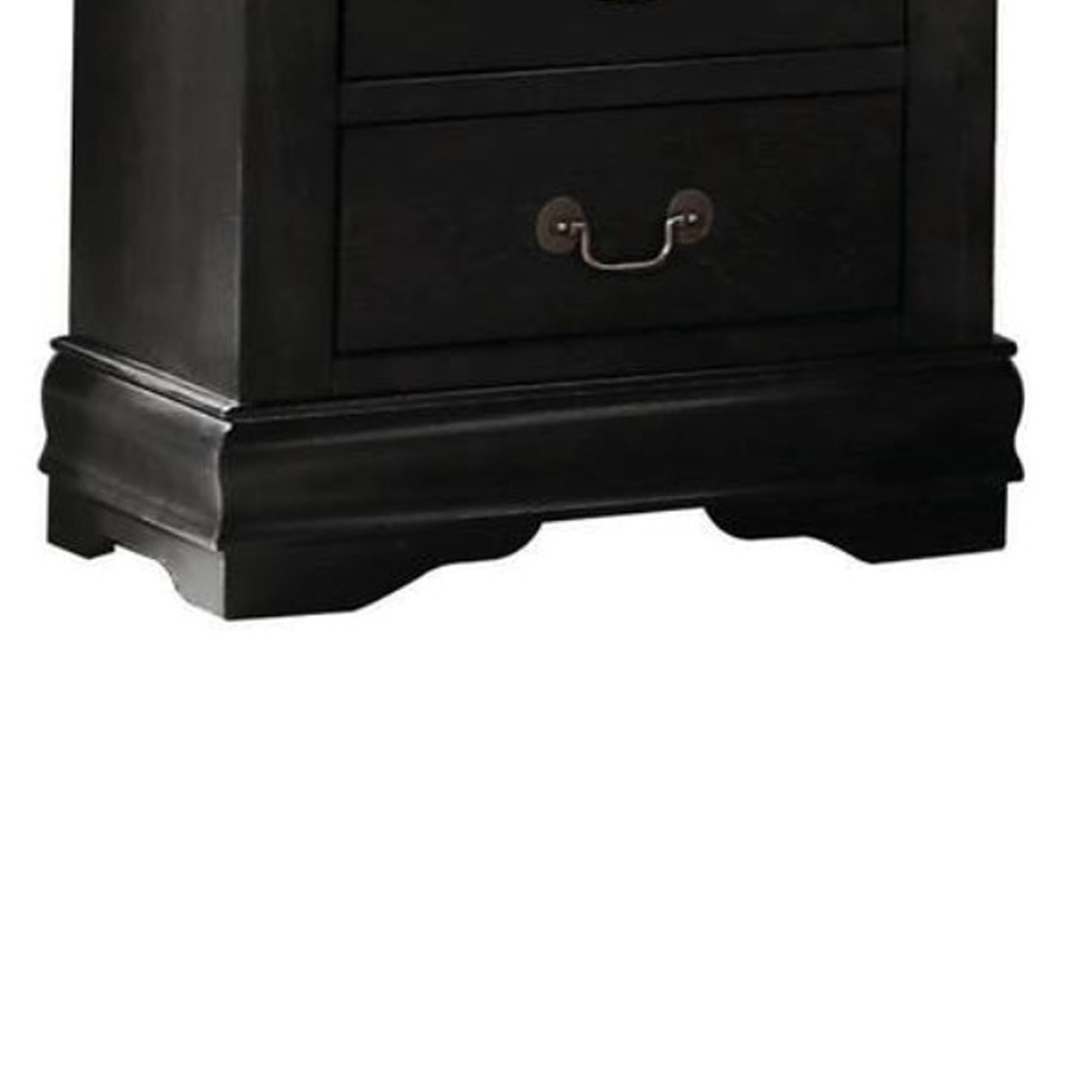 Wooden Nightstand With Two Drawers, Black By Benzara | Nightstands |  Modishstore  - 4