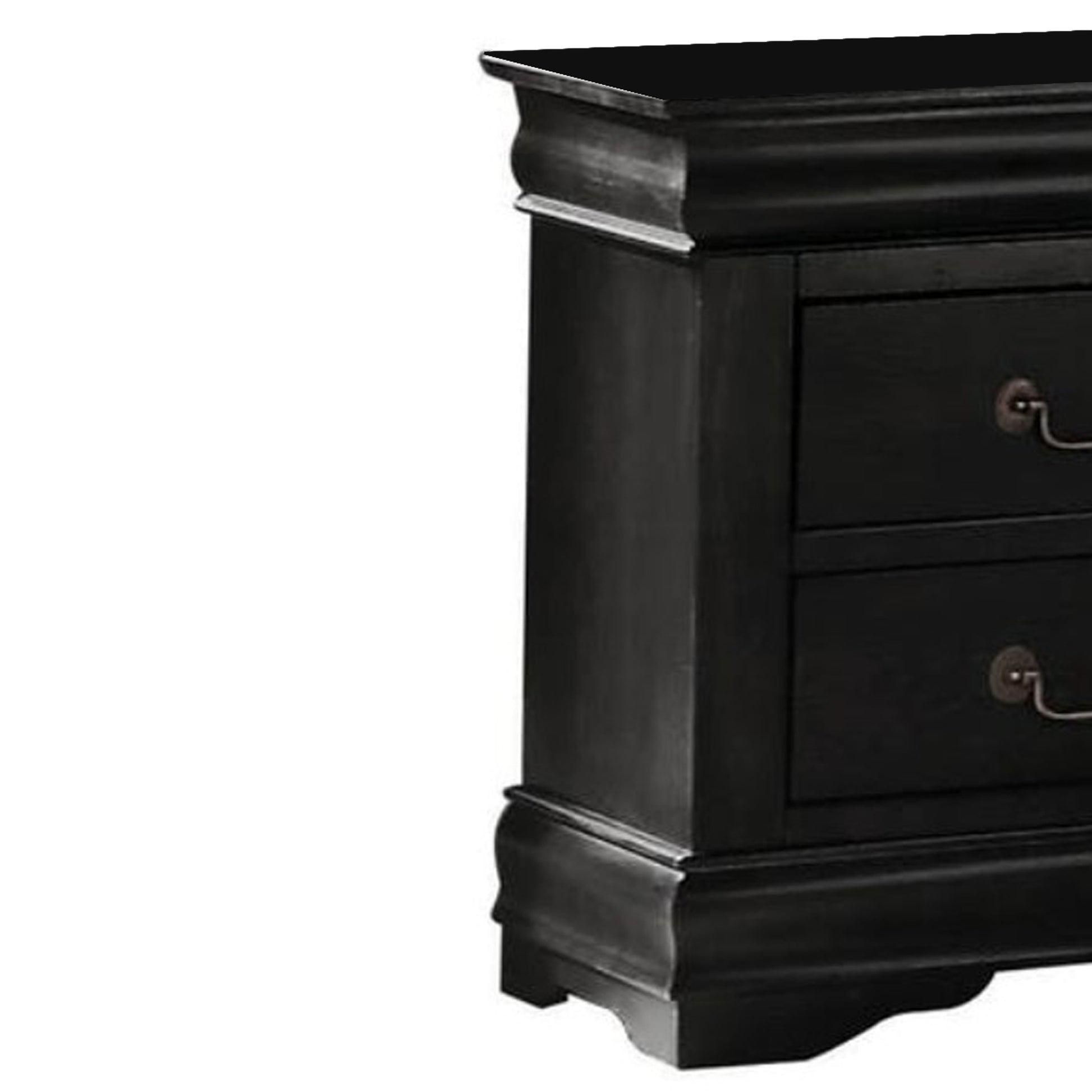 Wooden Nightstand With Two Drawers, Black By Benzara | Nightstands |  Modishstore  - 5