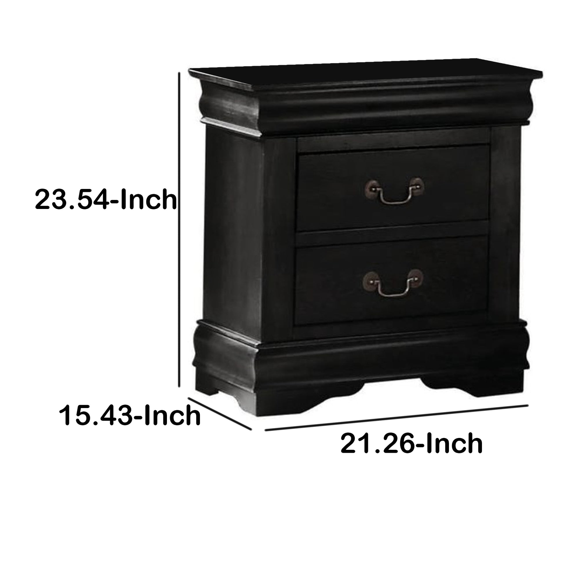 Wooden Nightstand With Two Drawers, Black By Benzara | Nightstands |  Modishstore  - 6