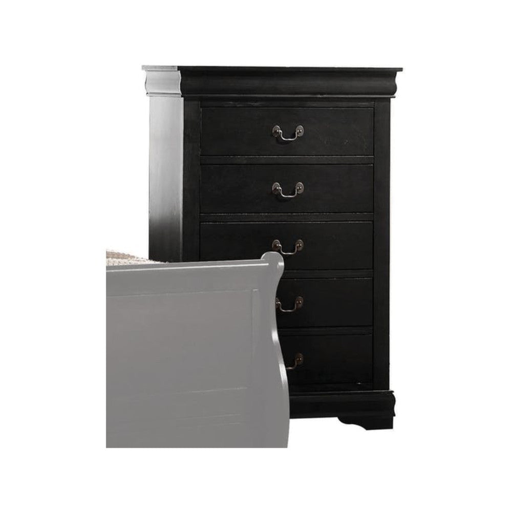 Traditional Style Wooden Chest With Five Drawers, Black By Benzara | Drawers |  Modishstore 