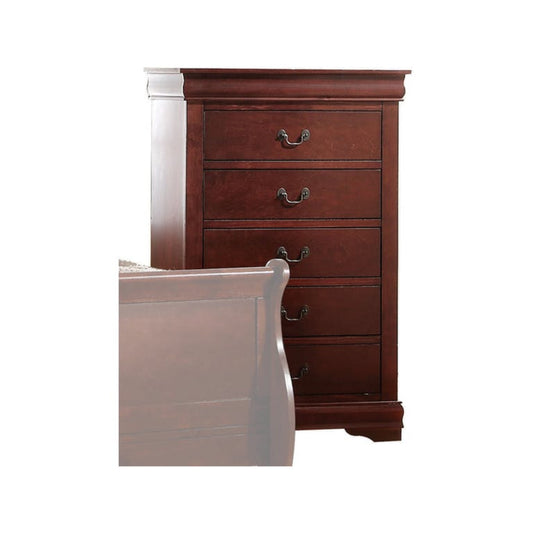 Traditional Style Wooden Chest With Five Drawers, Cherry Brown By Benzara | Drawers |  Modishstore 