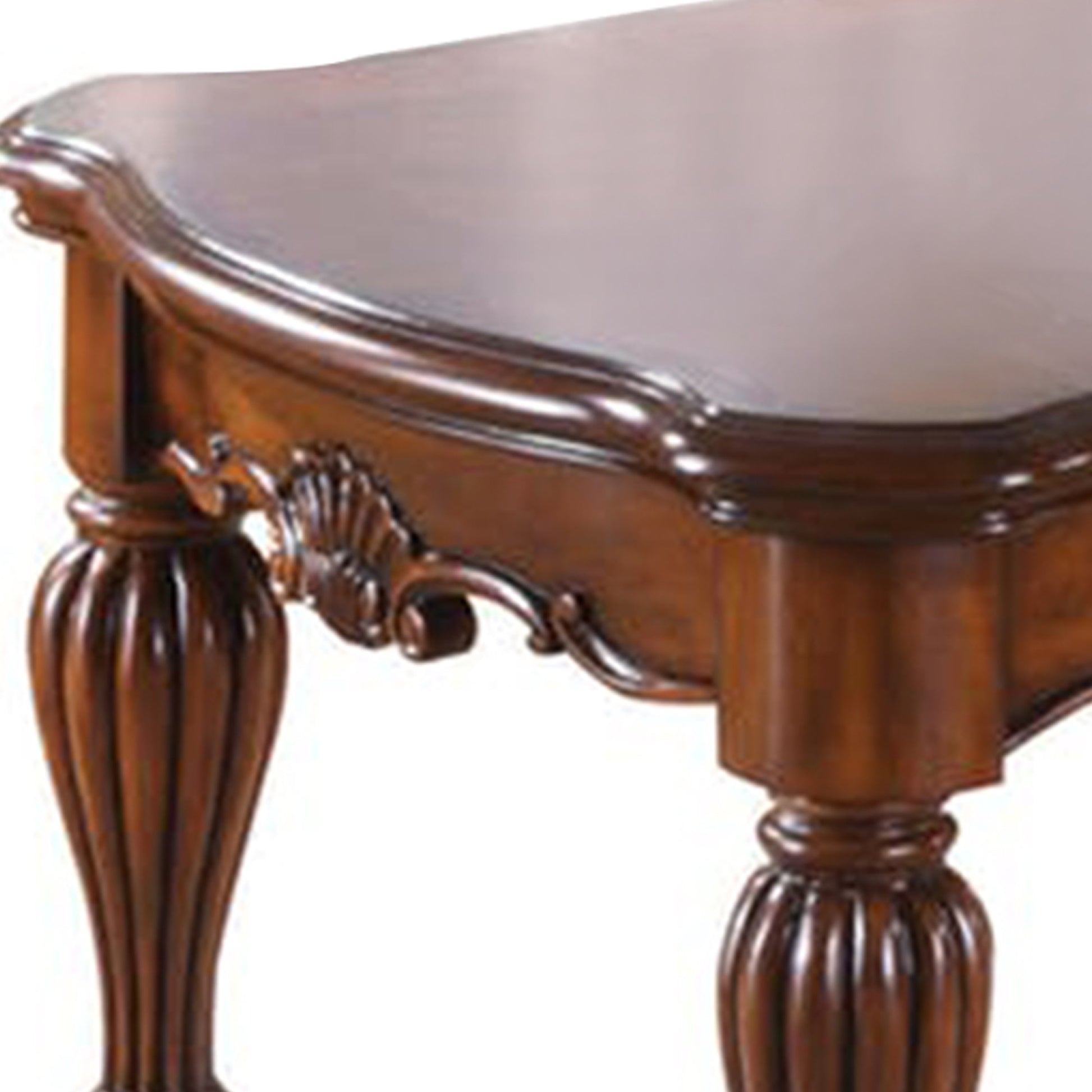 Wooden Coffee Table With Reeded Turned Legs, Cherry Brown By Benzara | Coffee Tables |  Modishstore  - 2