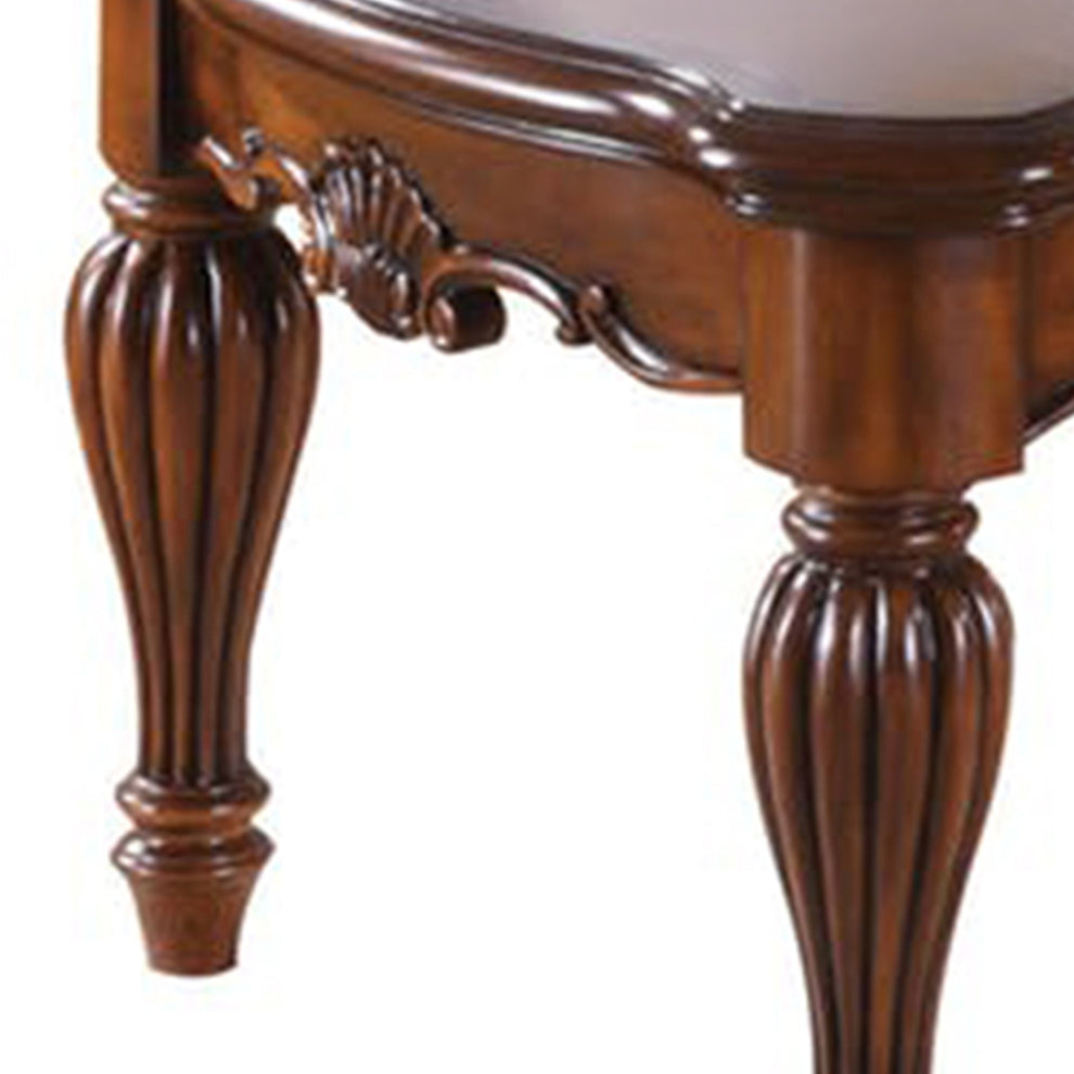 Wooden Coffee Table With Reeded Turned Legs, Cherry Brown By Benzara | Coffee Tables |  Modishstore  - 5