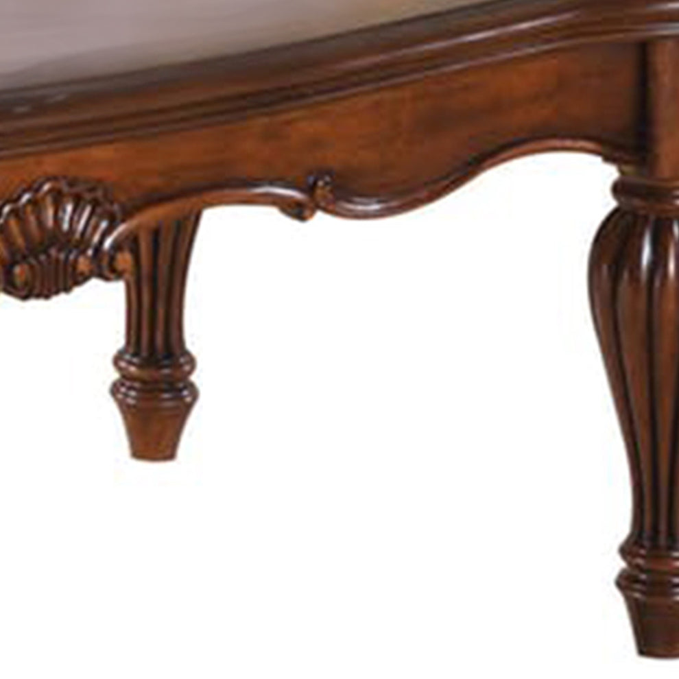Wooden Coffee Table With Reeded Turned Legs, Cherry Brown By Benzara | Coffee Tables |  Modishstore  - 3