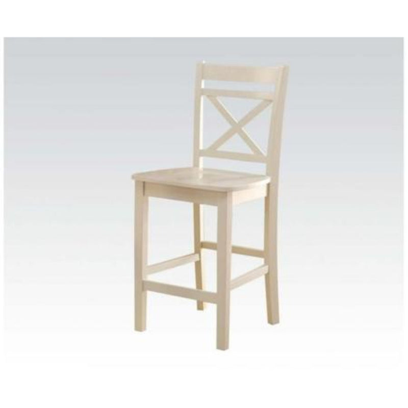 Transitional Style Wooden Counter Height Chair With Cross Back, Set Of 2, Cream By Benzara | Dining Chairs |  Modishstore 