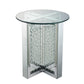 23  Inch Round Mirrored End Table With Glass Top, Silver By Benzara | End Tables |  Modishstore 