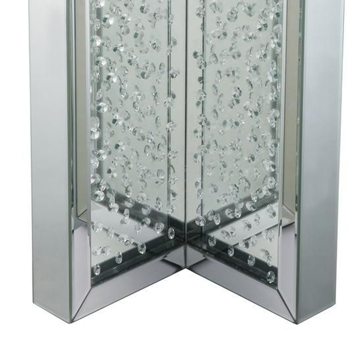 23  Inch Round Mirrored End Table With Glass Top, Silver By Benzara | End Tables |  Modishstore  - 4