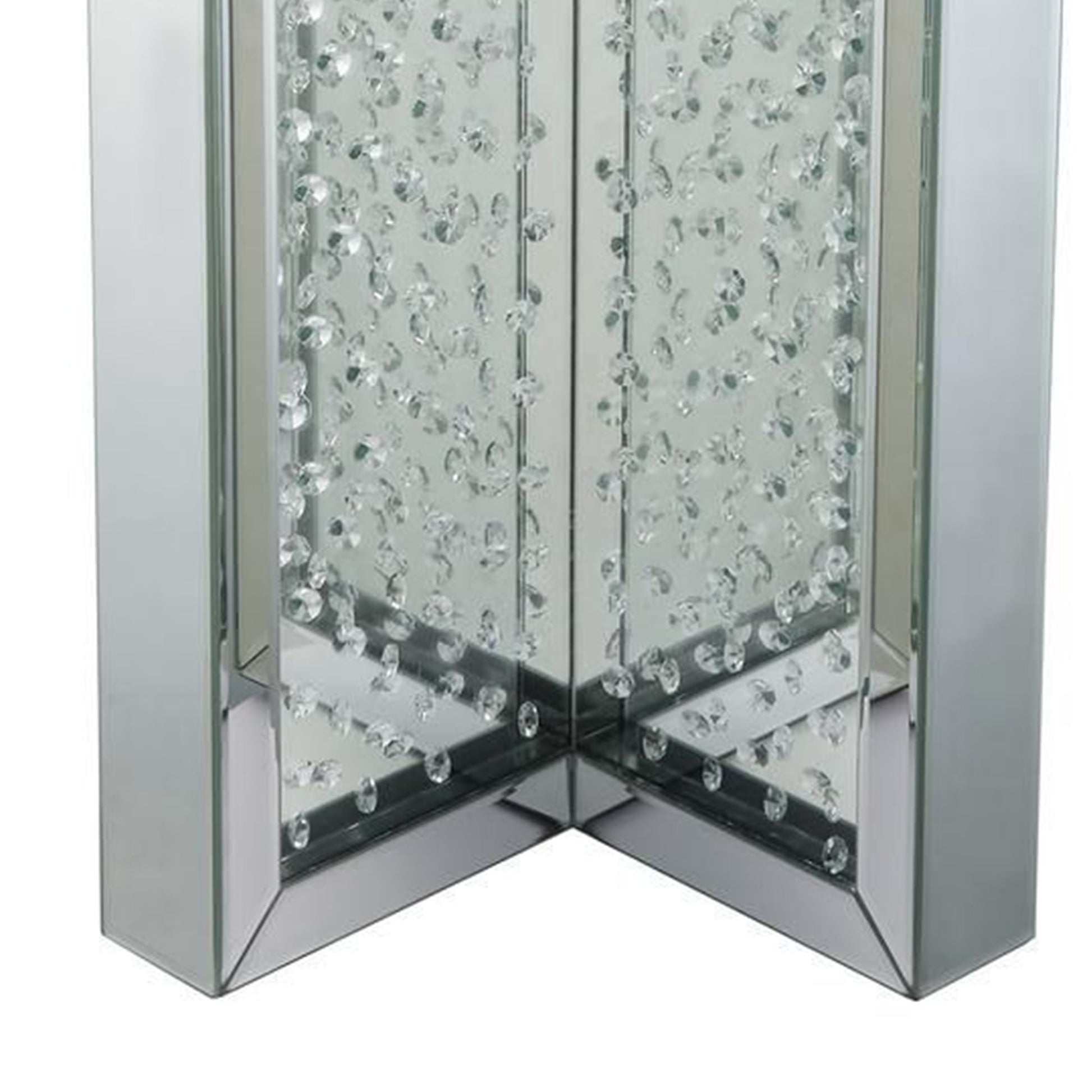 23  Inch Round Mirrored End Table With Glass Top, Silver By Benzara | End Tables |  Modishstore  - 4