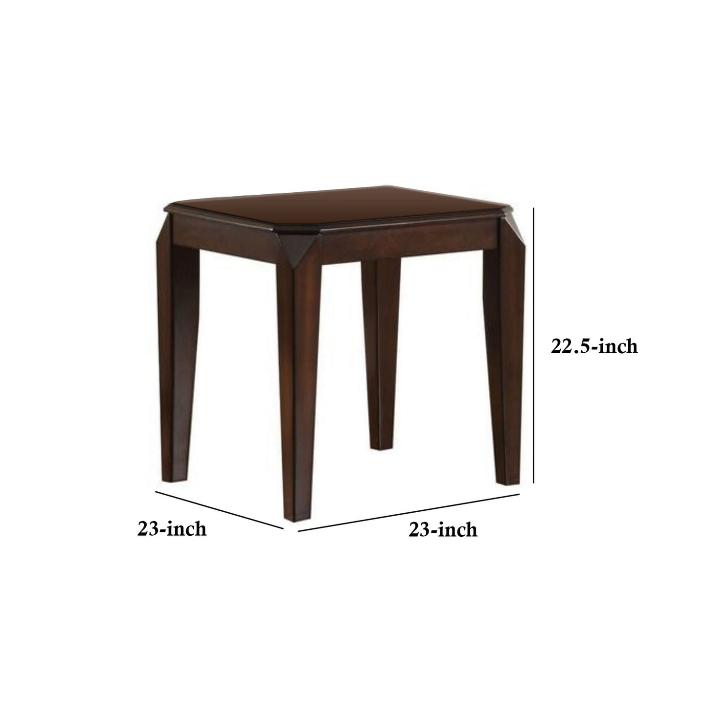 22.5 Inch Wood End Table With Beveled Tapered Legs, Brown By Benzara | End Tables |  Modishstore  - 4