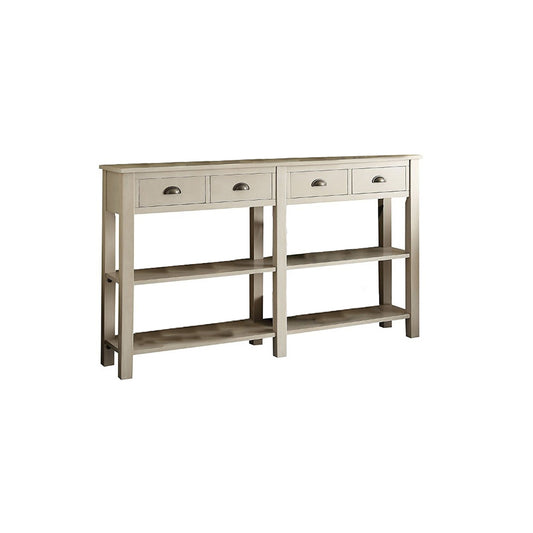35 Inch Wooden Console Table With 4 Drawers And 2 Shelves, Cream By Benzara | Console Tables |  Modishstore 