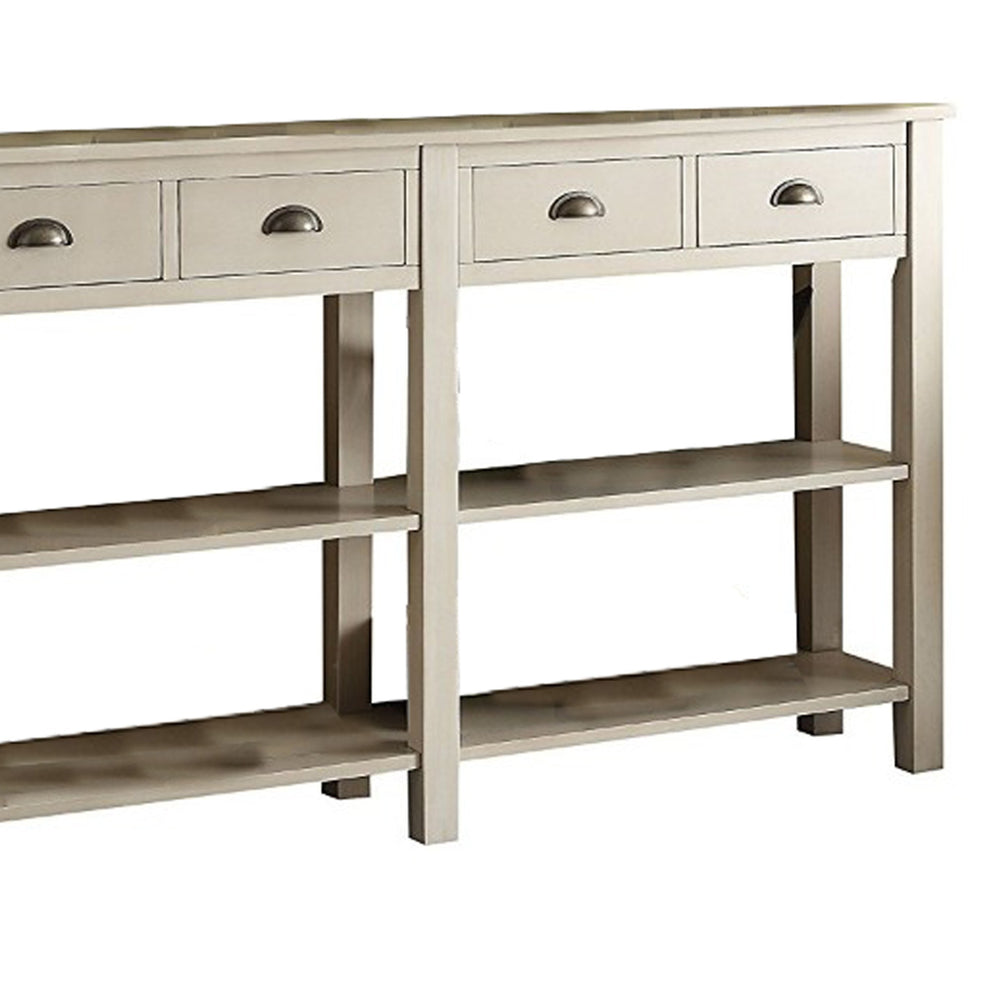 35 Inch Wooden Console Table With 4 Drawers And 2 Shelves, Cream By Benzara | Console Tables |  Modishstore  - 3