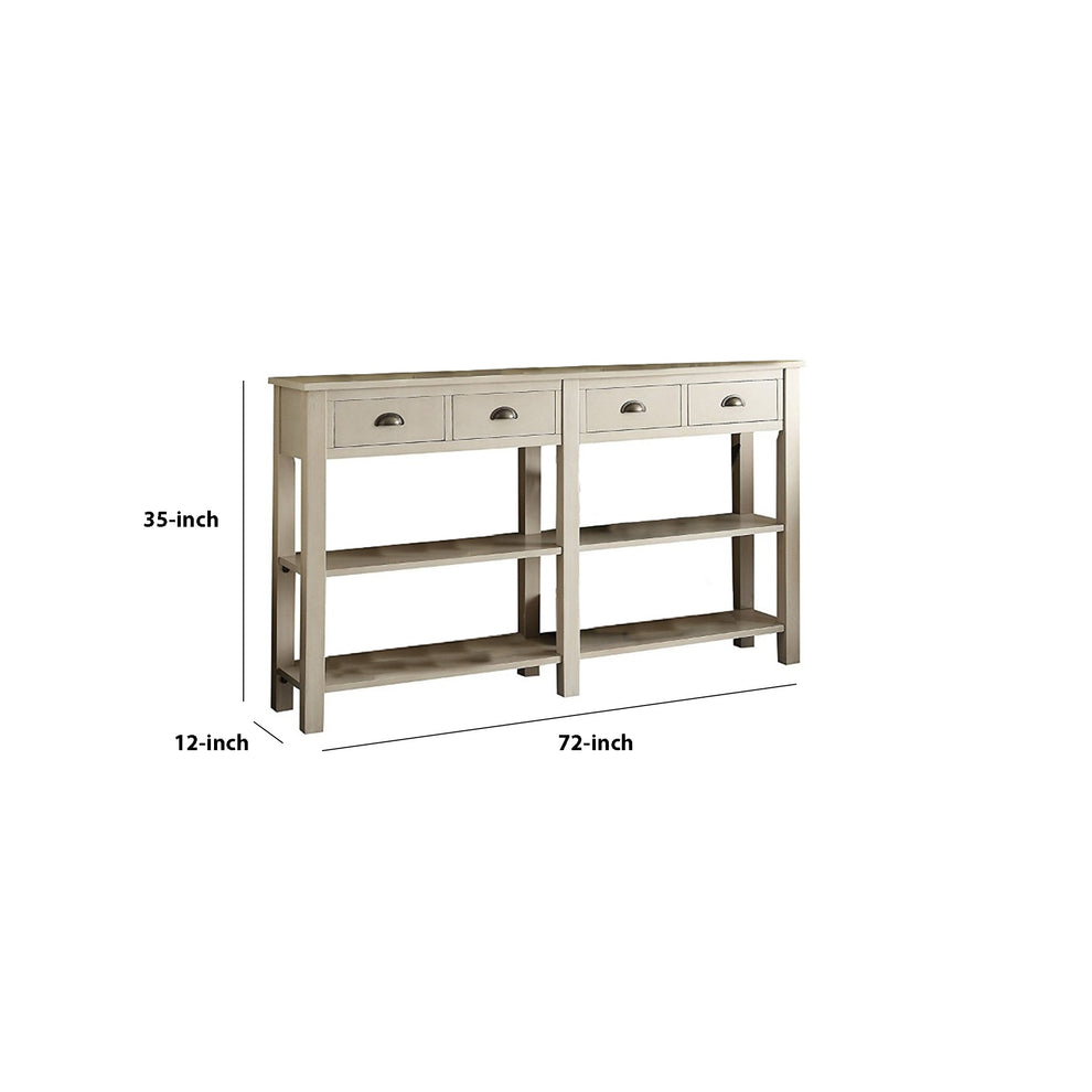 35 Inch Wooden Console Table With 4 Drawers And 2 Shelves, Cream By Benzara | Console Tables |  Modishstore  - 4