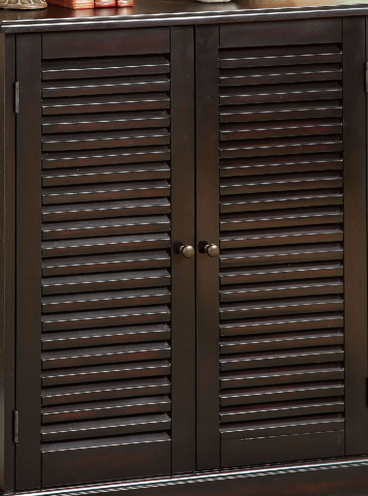 Double Door Solid Wood Shoe Cabinet With Blocked Panel Feet, Espresso Brown By Benzara | Cabinets |  Modishstore  - 4