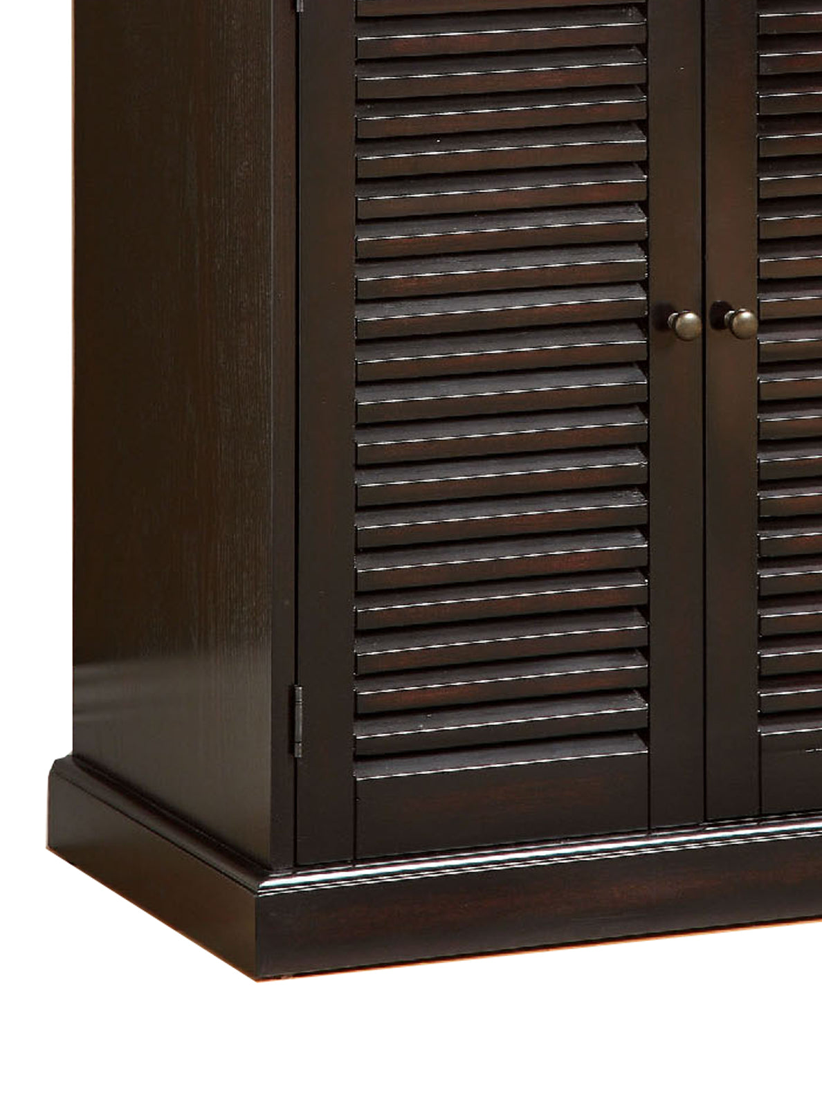 Double Door Solid Wood Shoe Cabinet With Blocked Panel Feet, Espresso Brown By Benzara | Cabinets |  Modishstore  - 5