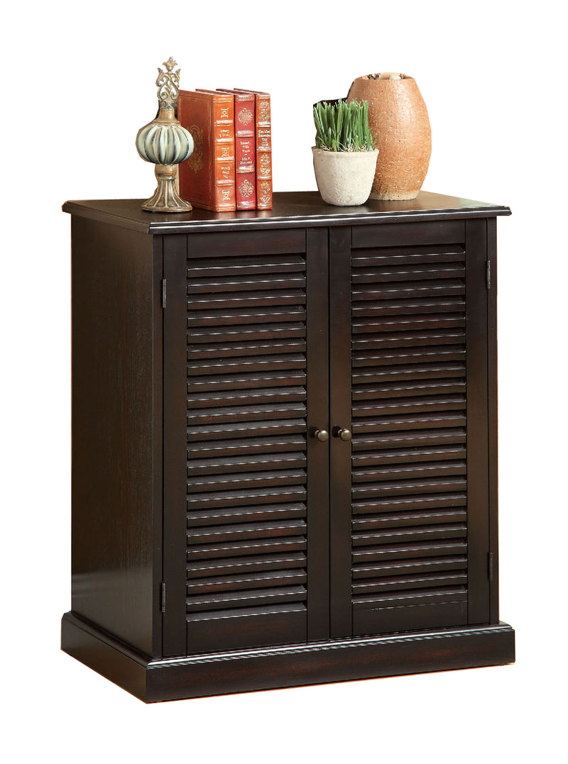 Double Door Solid Wood Shoe Cabinet With Blocked Panel Feet, Espresso Brown By Benzara | Cabinets |  Modishstore 