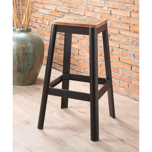 Industrial Style Metal Frame And Wooden Bar Stool, Brown And Black By Benzara | Bar Stools |  Modishstore 