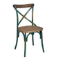 35" Wood And Metal Side Chair, Brown And Turquoise By Benzara | Side Chairs |  Modishstore 