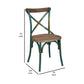 35" Wood And Metal Side Chair, Brown And Turquoise By Benzara | Side Chairs |  Modishstore  - 4