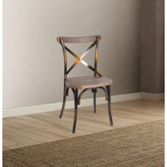 Industrial Style Wood And Metal Armless Side Chair