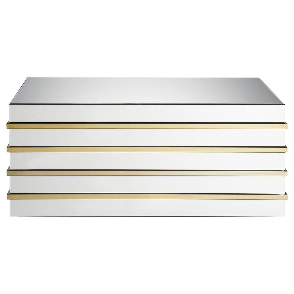 Rectangular Metal And Mirror Coffee Table, Silver And Gold By Benzara | Coffee Tables |  Modishstore  - 6