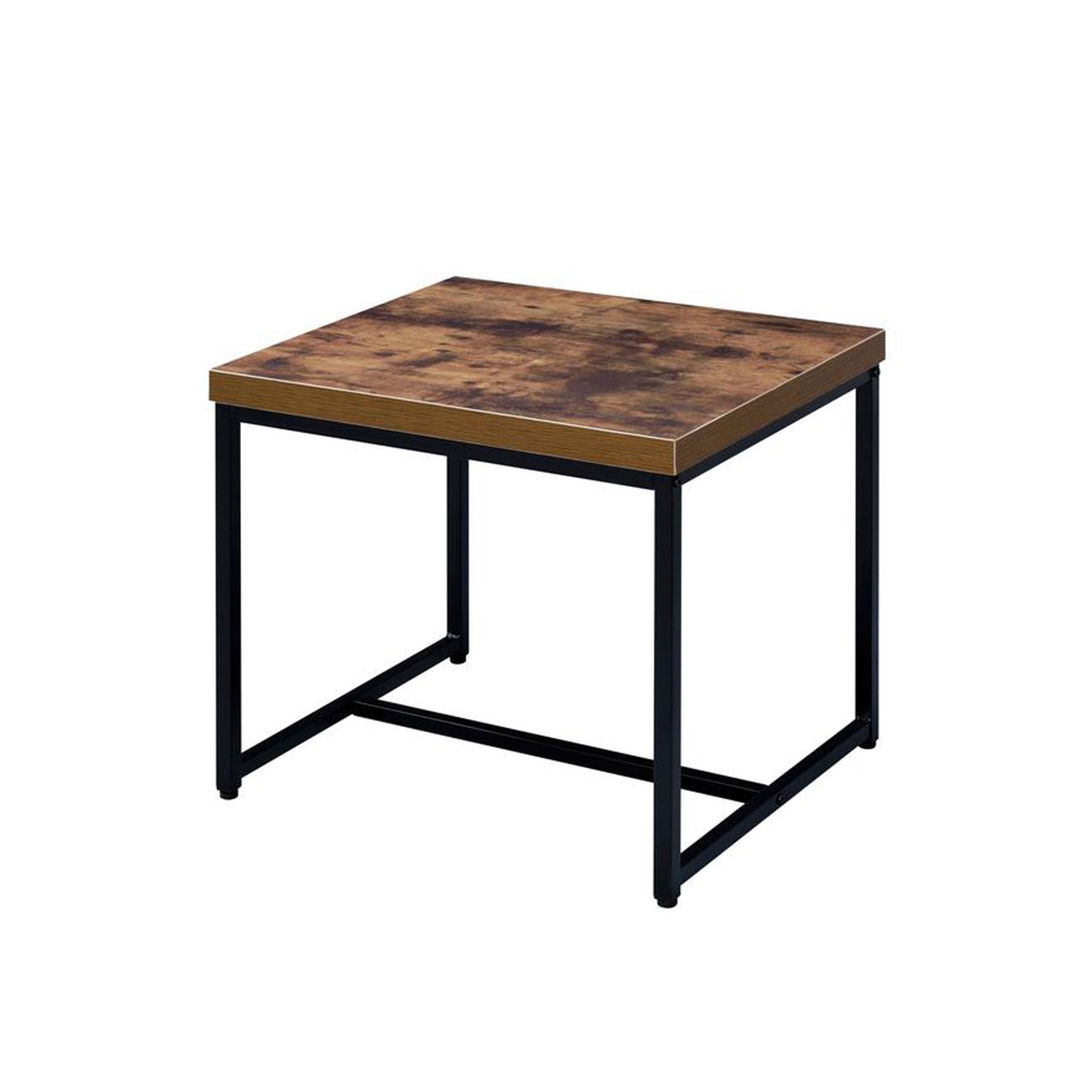 19" Wood And Metal Modern End Table, Brown And Black By Benzara | Side Tables |  Modishstore 