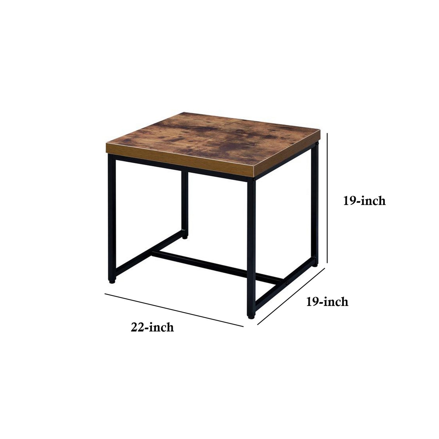 19" Wood And Metal Modern End Table, Brown And Black By Benzara | Side Tables |  Modishstore  - 3
