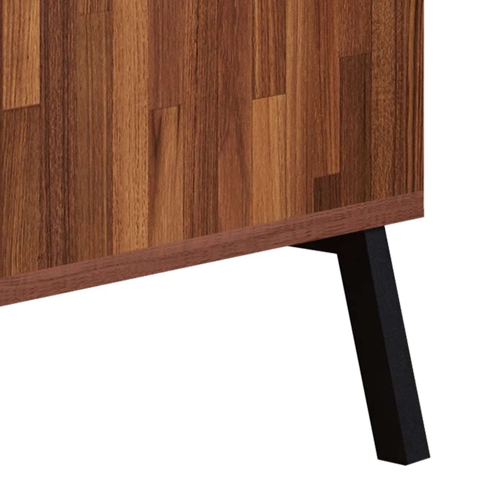 Two Drawers Wooden End Table With Angled Leg Support, Brown And Black By Benzara | End Tables |  Modishstore  - 4