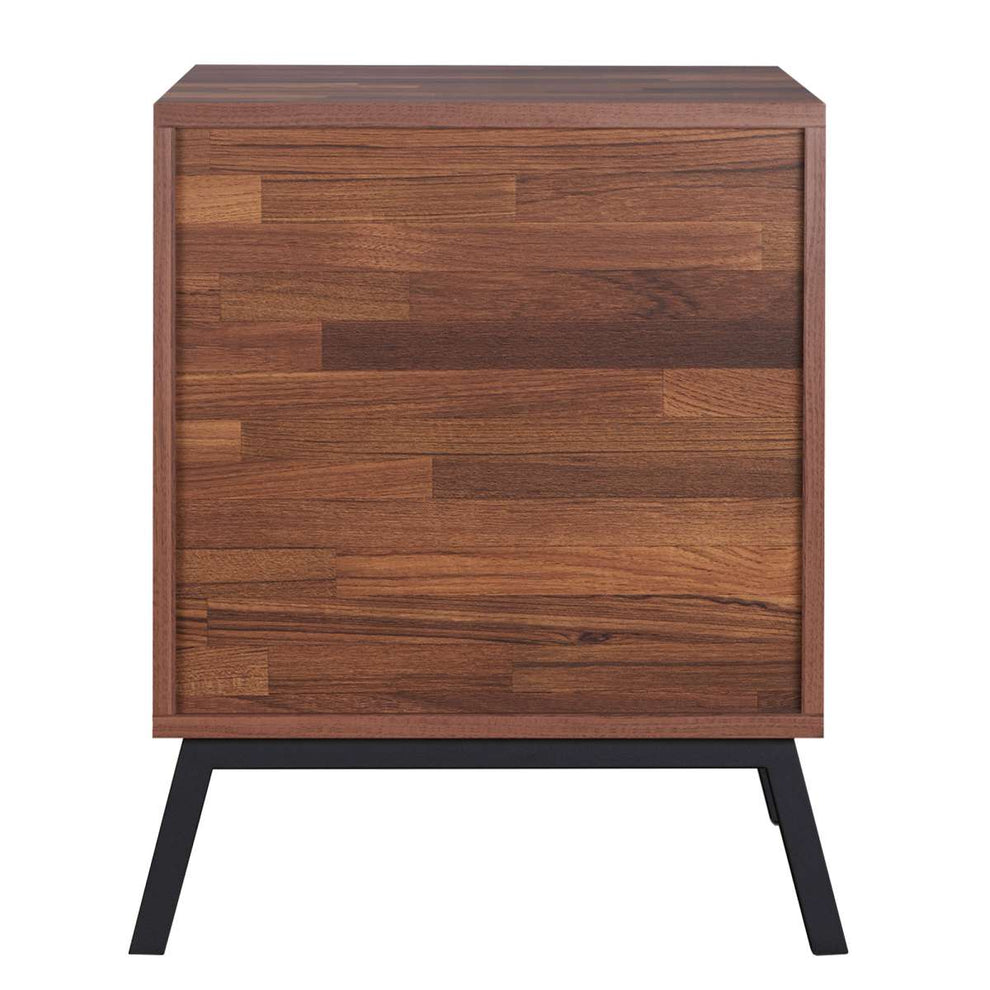 Two Drawers Wooden End Table With Angled Leg Support, Brown And Black By Benzara | End Tables |  Modishstore  - 5